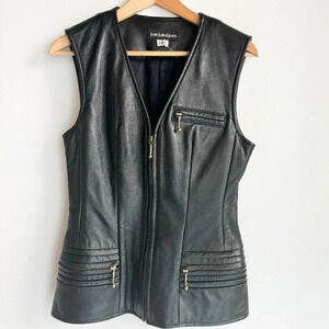 TownShoes Black Leather Buttery Soft Zip up Vest S/6